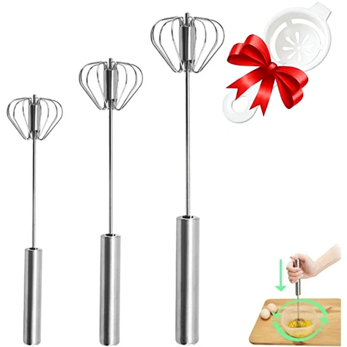 Kitchen Appliances Australia - 1/3pcs Stainless Steel Egg Beater Durable