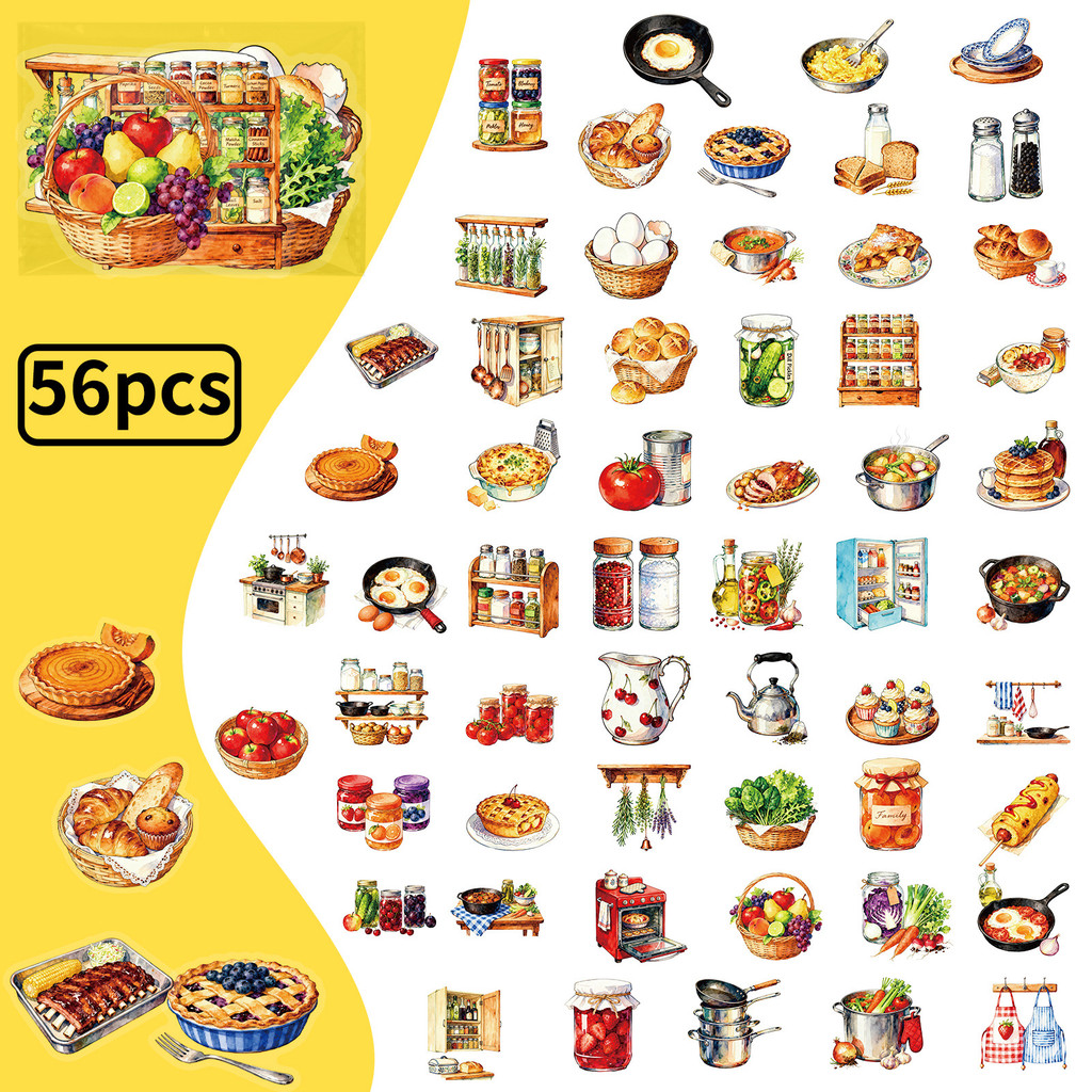 56Pcs Retro Kitchen PET Sticke - đánh giá và giá Kitchen Appliances Vintage