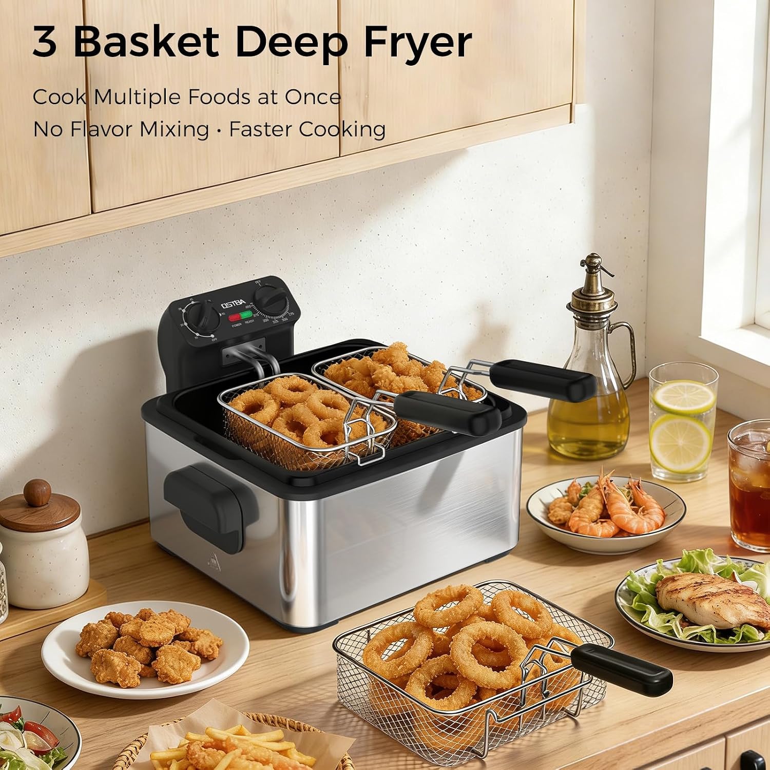 Electric Deep Fryer with 3 Bas - đánh giá và giá Deep Fryer Stainless