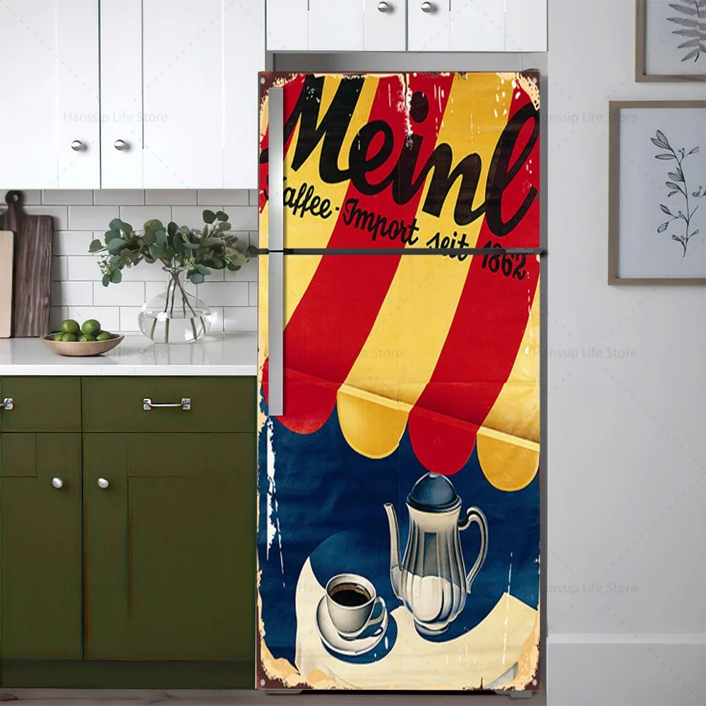 Retro Coffee Background Fridge - đánh giá và giá Kitchen Appliances Vintage